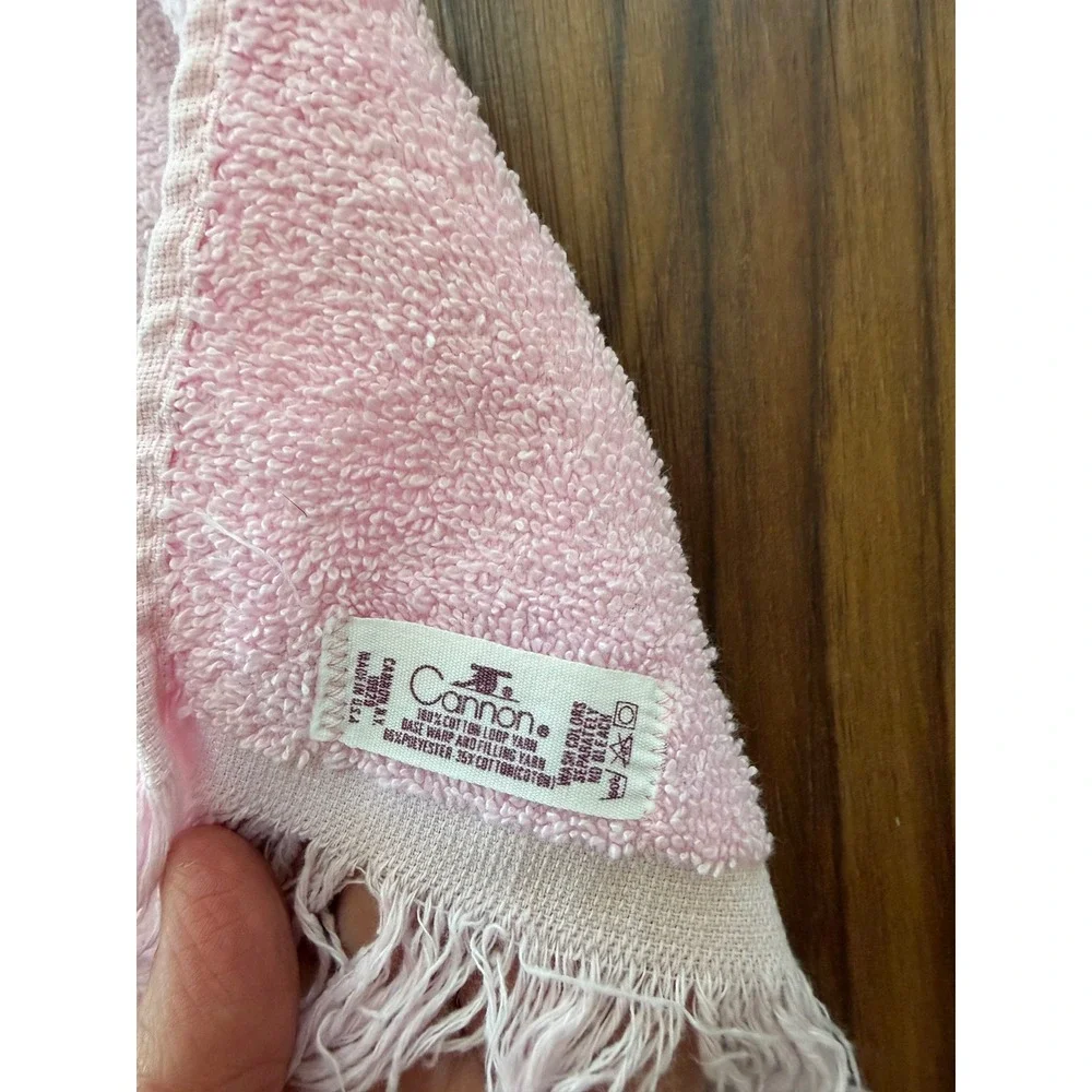 Two vintage pink Cannon Bath towels butterfly's